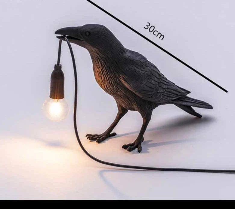 Lucky Black Crow Raven Bird Lamp Night Light -