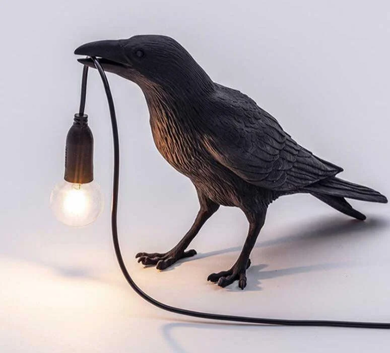 Lucky Black Crow Raven Bird Lamp Night Light -