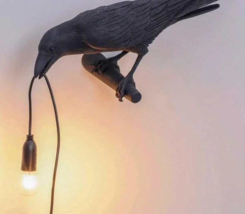 Lucky Black Crow Raven Bird Lamp Night Light -