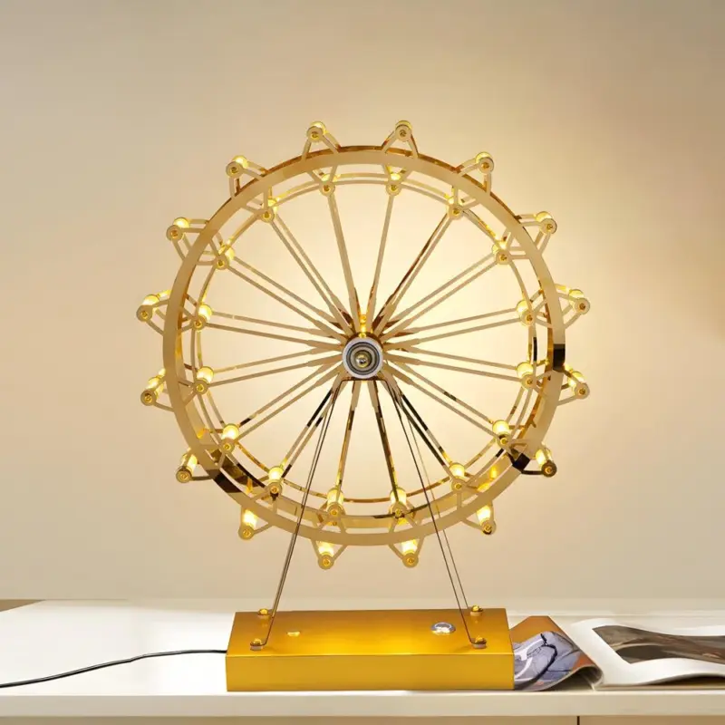 LumiCircus Golden Wheel Table Lamp with LED and Touch tag1