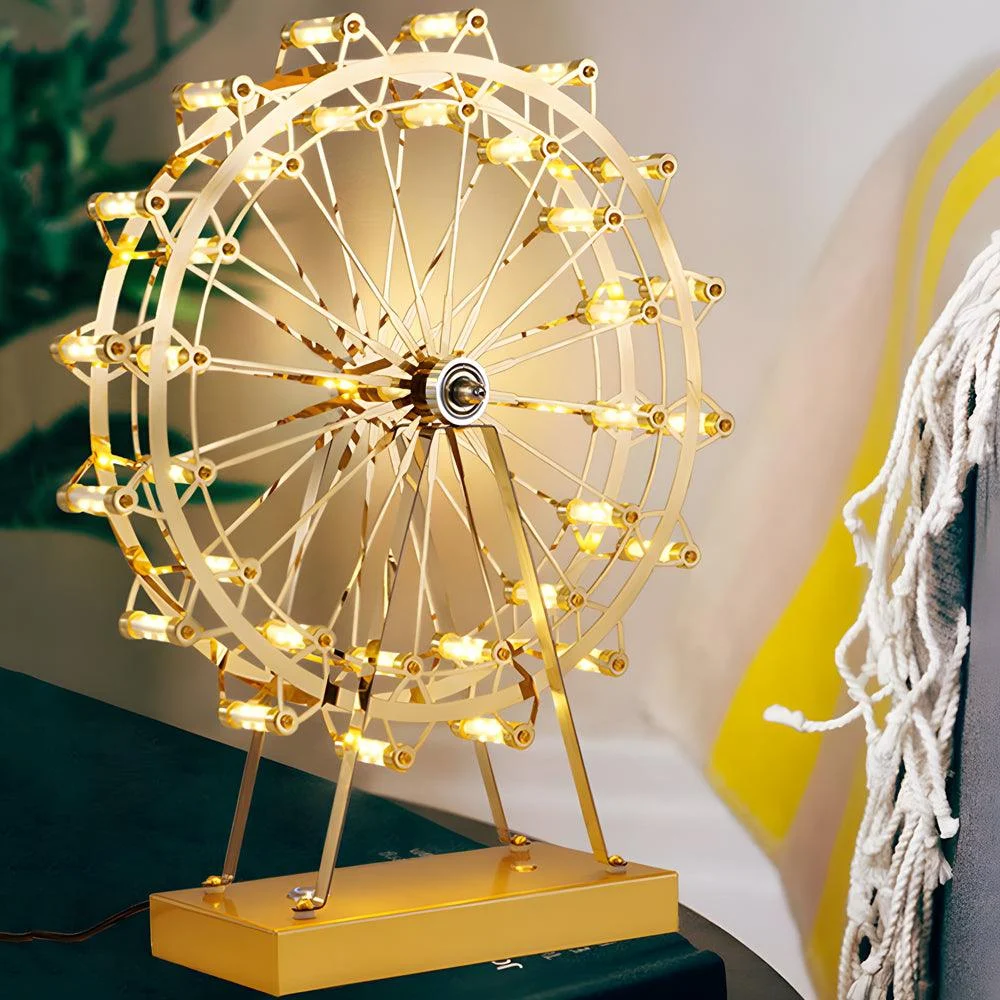 LumiFerris - Golden Ferris Wheel Table Lamp with LED and Touch Switch -  - #tag1#