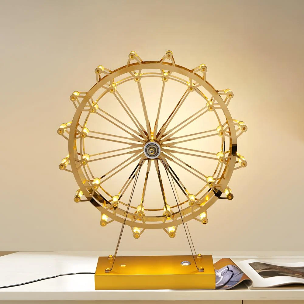 LumiFerris - Golden Ferris Wheel Table Lamp with LED and Touch Switch -  - #tag1#