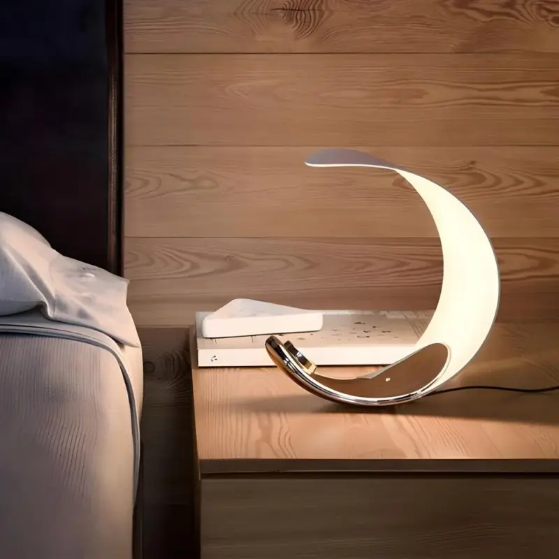 LumiMoon Moon Shaped LED Table Lamp with Touch Dimmer tag1
