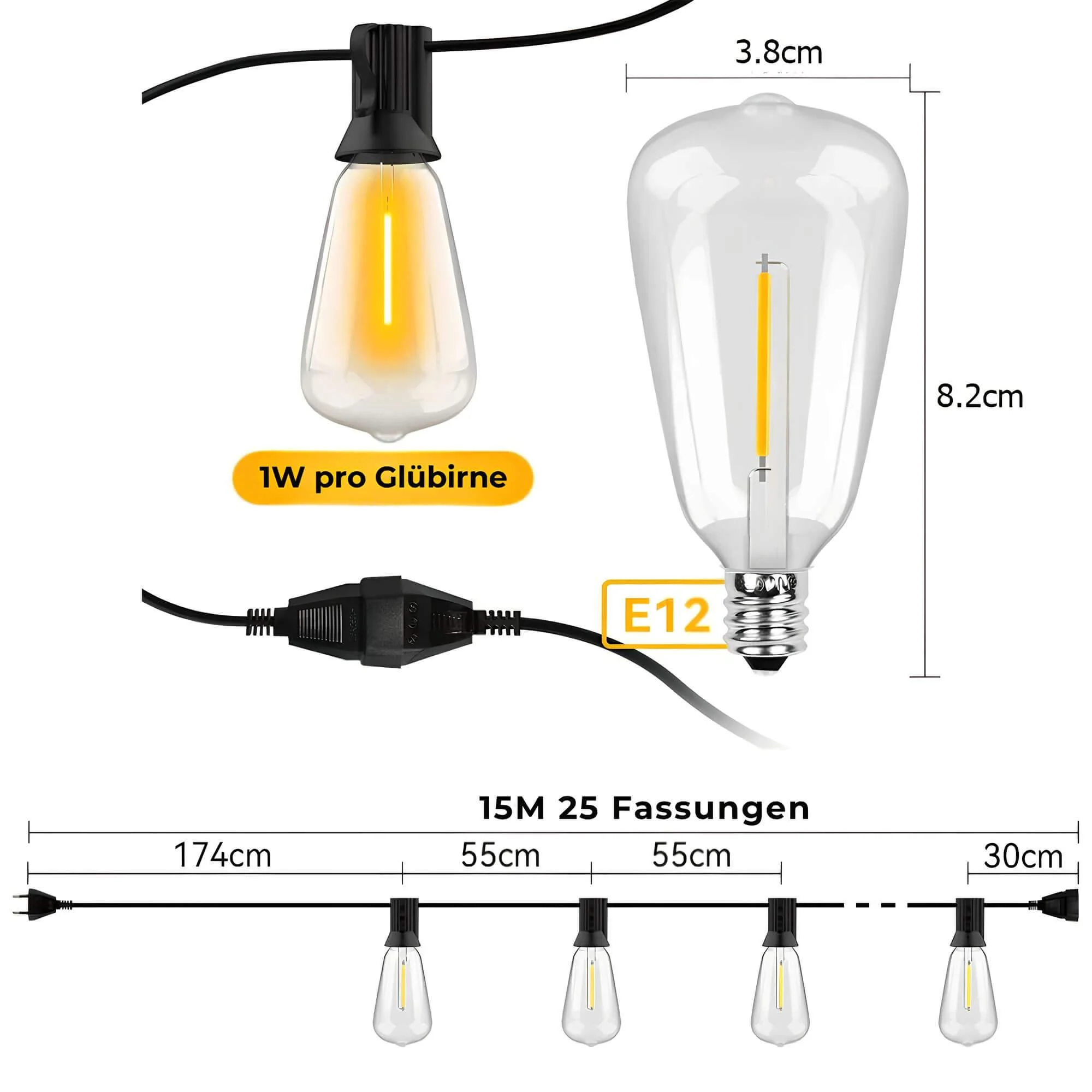 Lumirainwasserfesteledlichterkette Aussenbeleuchtungfurgartenterrasseundbalkon15m