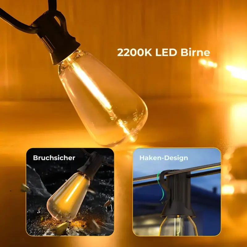 LumiRainWasserfesteLEDLichterkette AussenbeleuchtungfurGartenTerrasseundBalkon4