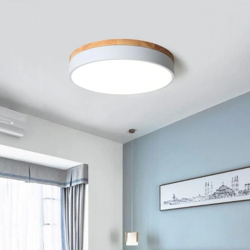Lumière Modern Ceiling Lamp - White Gray Metal and Wood for Bedroom and Living Room -  - #tag1#