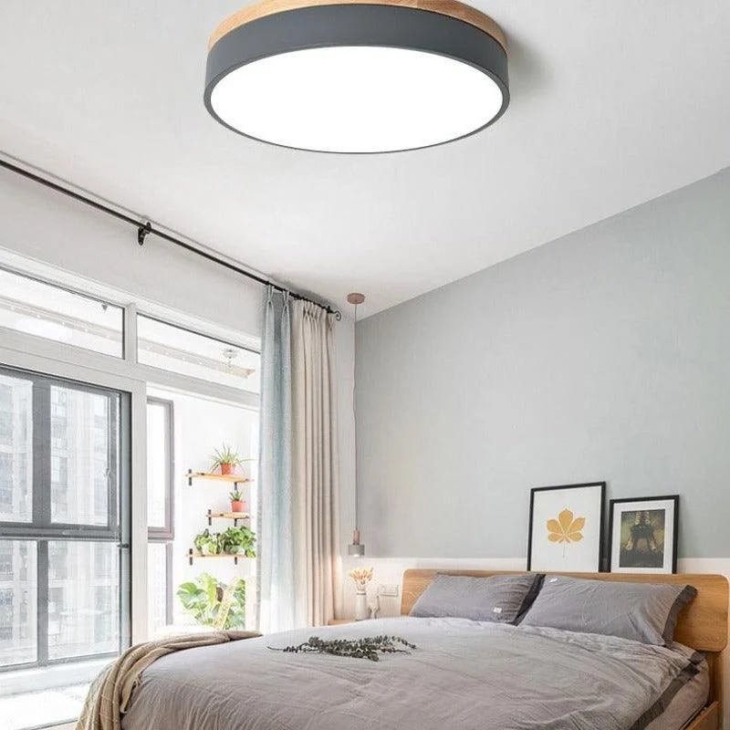 Lumière Modern Ceiling Lamp - White Gray Metal and Wood for Bedroom and Living Room -  - #tag1#