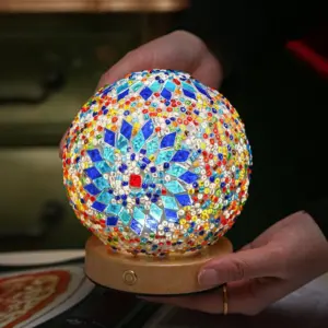 Luminara - Spherical LED Dimmable Glass Baroque Table Lamp Mosaic 3.9"