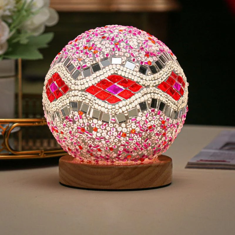Luminara - Spherical LED Dimmable Glass Baroque Table Lamp Mosaic 3.9