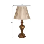 LuminoDesign Modern Bedside Lamp with Resin Base and Pleated Shade tag1
