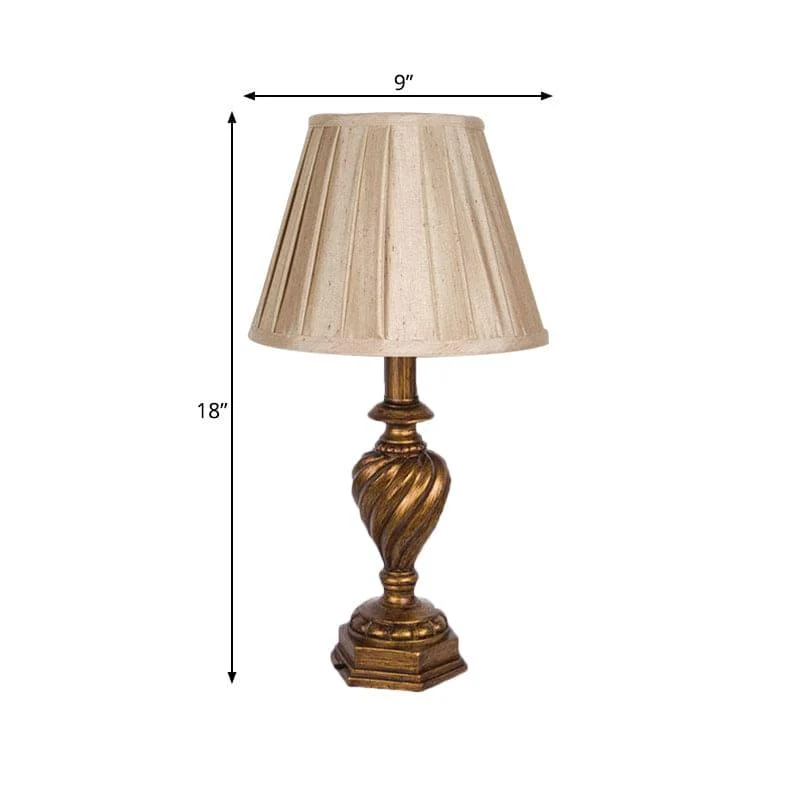 LuminoDesign - Modern Bedside Lamp with Resin Base and Pleated Shade -  - #tag1#