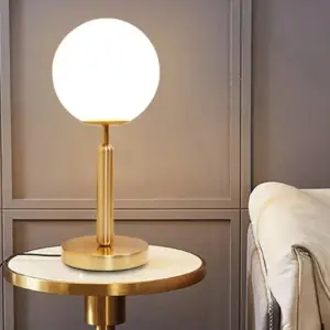 LuminousOrb - LED Glass Ball Brass Table Lamp