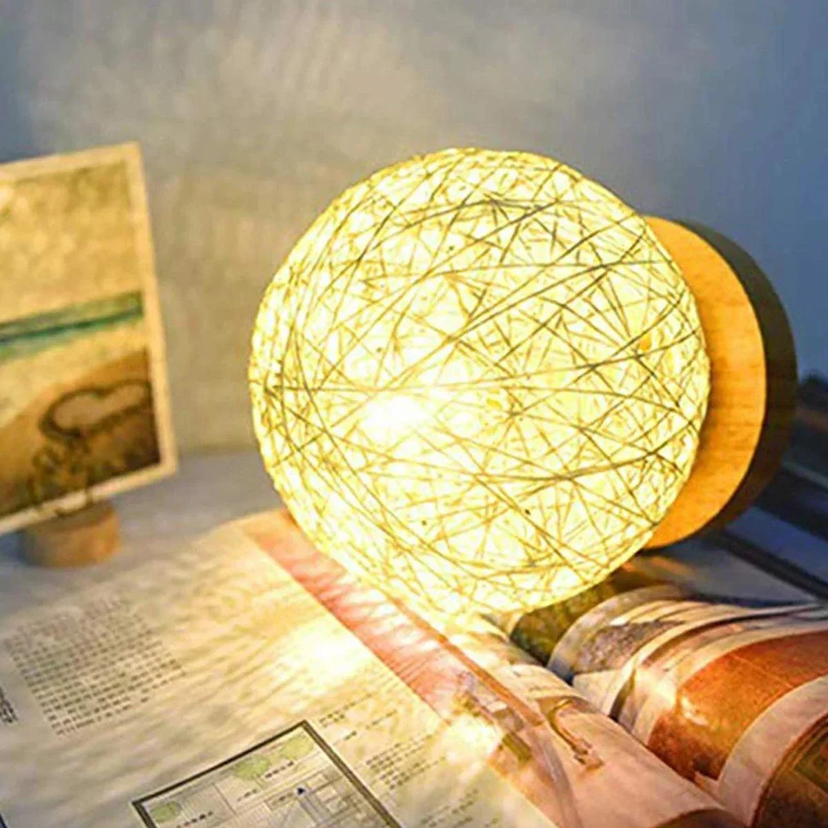 LuminousSphere - Rattan Ball Table Lamp -  - #tag1#