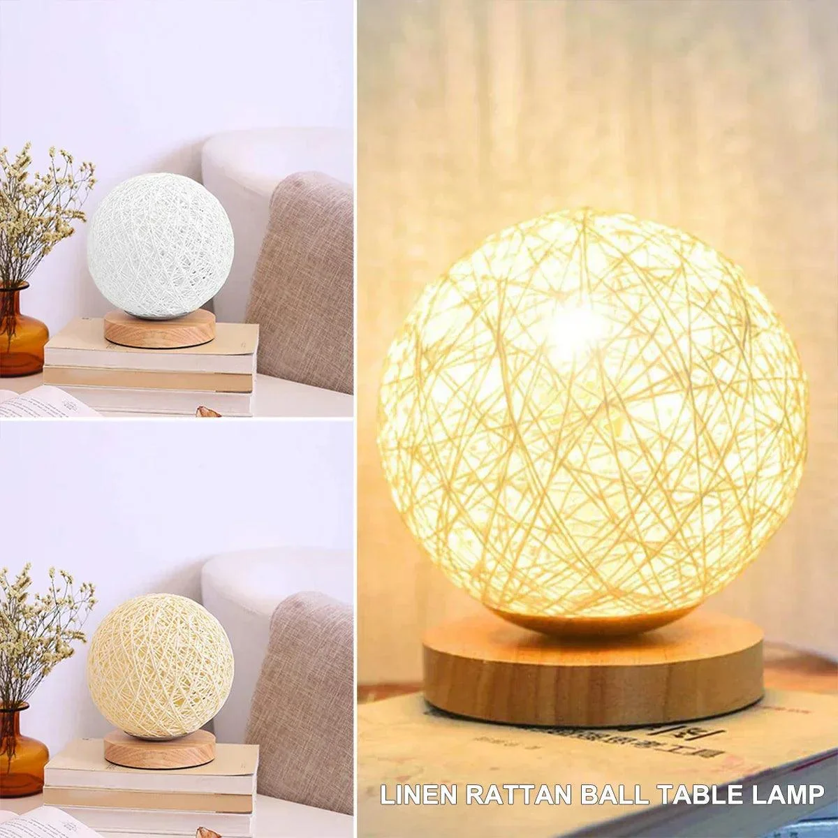 LuminousSphere - Rattan Ball Table Lamp -  - #tag1#