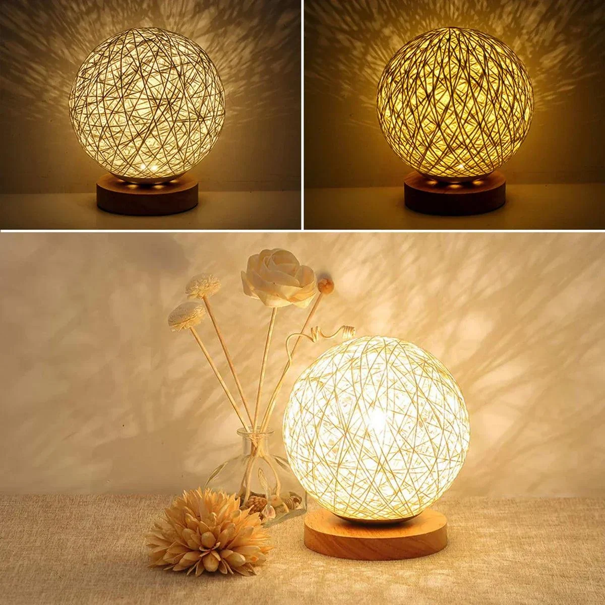 LuminousSphere - Rattan Ball Table Lamp -  - #tag1#