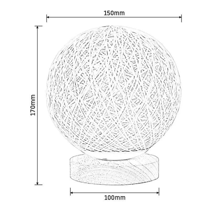 LuminousSphere Rattan Ball Table Lamp tag1