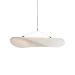 LunaLux Modern LED Pendant Lamp in Metal and Artificial Silk in White for Bedrooms tag1