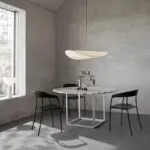 LunaLux Modern LED Pendant Lamp in Metal and Artificial Silk in White for Bedrooms tag1