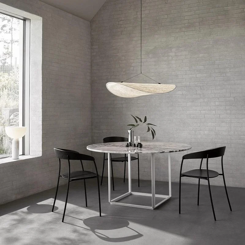 LunaLux Modern LED Pendant Lamp in Metal and Artificial Silk in White for Bedrooms -  - #tag1#