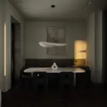 LunaLux Modern LED Pendant Lamp in Metal and Artificial Silk in White for Bedrooms tag1