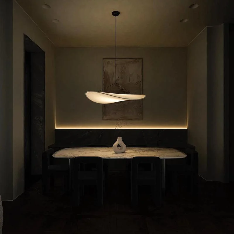 LunaLux Modern LED Pendant Lamp in Metal and Artificial Silk in White for Bedrooms -  - #tag1#