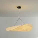 LunaLux Modern LED Pendant Lamp in Metal and Artificial Silk in White for Bedrooms tag1