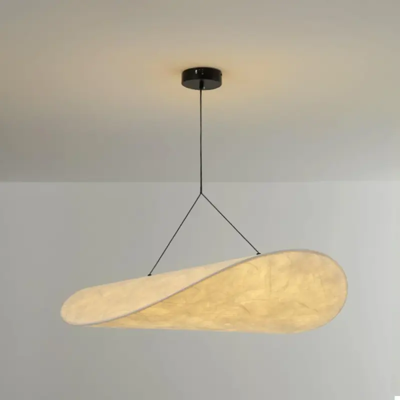 LunaLux Modern LED Pendant Lamp in Metal and Artificial Silk in White for Bedrooms tag1