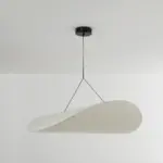 LunaLux Modern LED Pendant Lamp in Metal and Artificial Silk in White for Bedrooms tag1