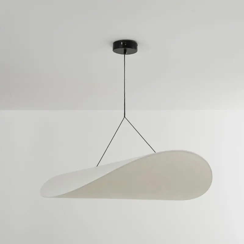 LunaLux Modern LED Pendant Lamp in Metal and Artificial Silk in White for Bedrooms tag1