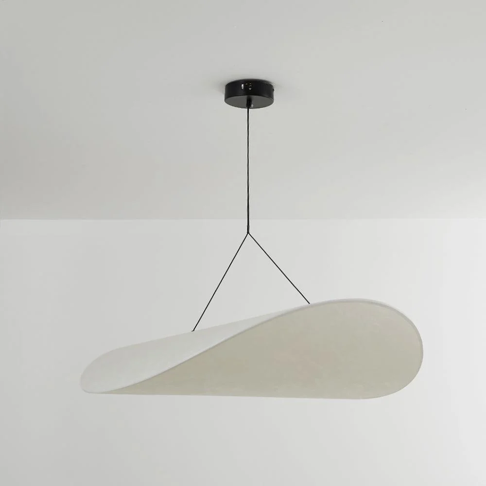 LunaLux Modern LED Pendant Lamp in Metal and Artificial Silk in White for Bedrooms -  - #tag1#
