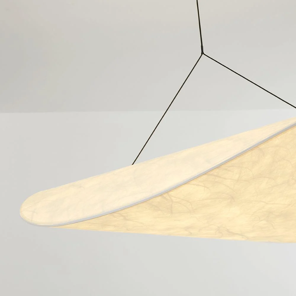 LunaLux Modern LED Pendant Lamp in Metal and Artificial Silk in White for Bedrooms -  - #tag1#