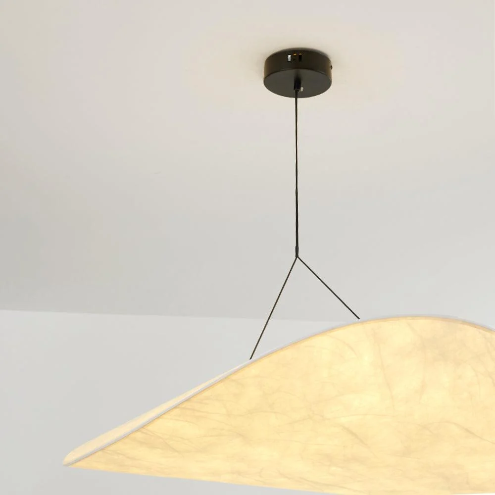 LunaLux Modern LED Pendant Lamp in Metal and Artificial Silk in White for Bedrooms -  - #tag1#