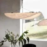 LunaLux Modern LED Pendant Lamp in Metal and Artificial Silk in White for Bedrooms tag1