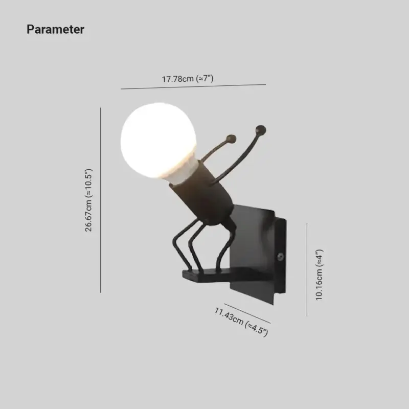 LuxoModernDecorativeManMetalWallLamp White Black