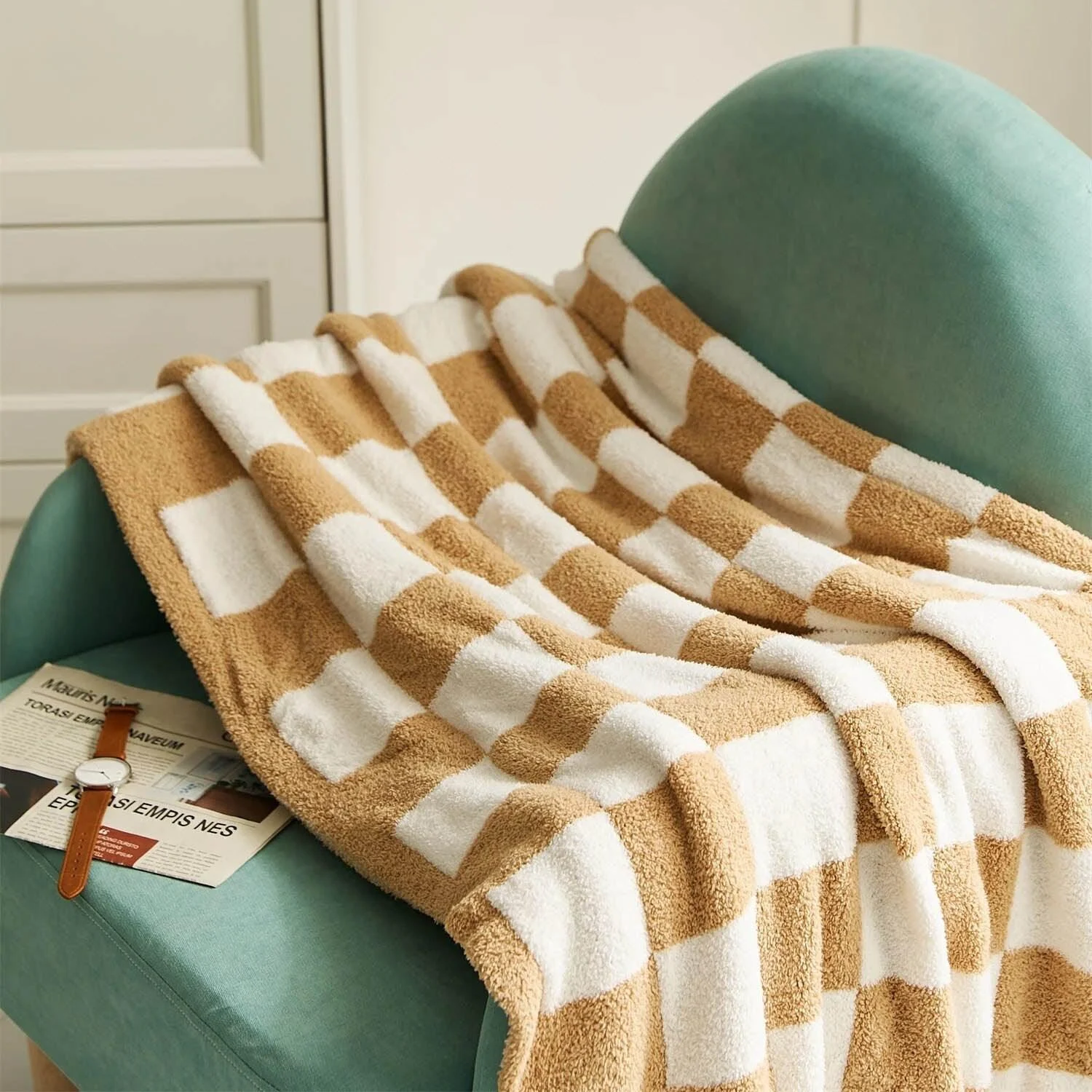 Luxurious Colourful Chequerboard Plaid Blanket -  - #tag1#