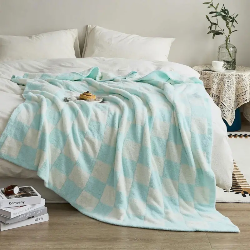 Luxurious Colourful Chequerboard Plaid Blanket tag1