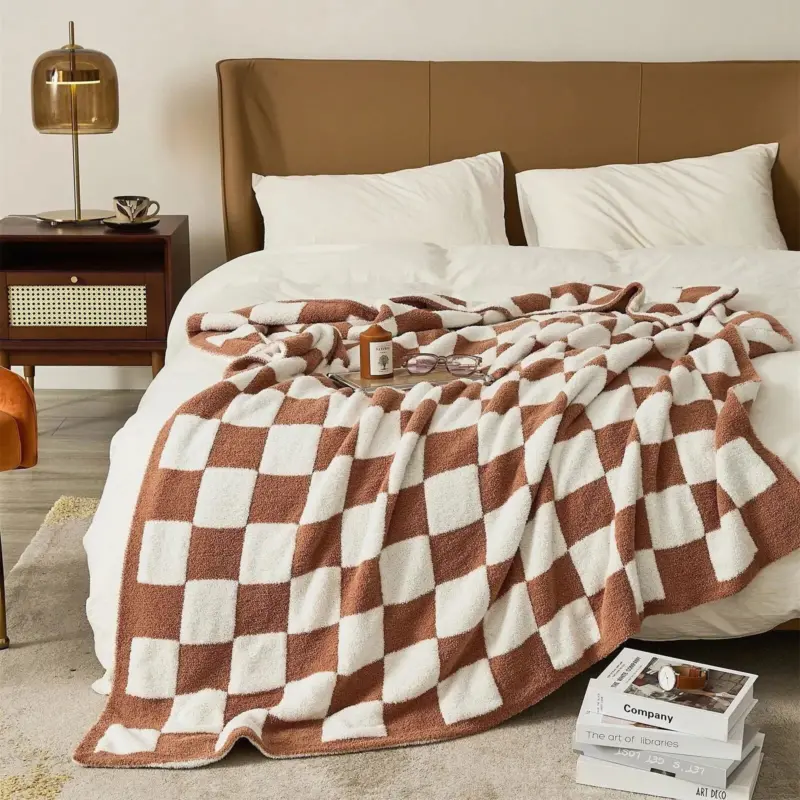 Luxurious Colourful Chequerboard Plaid Blanket tag1