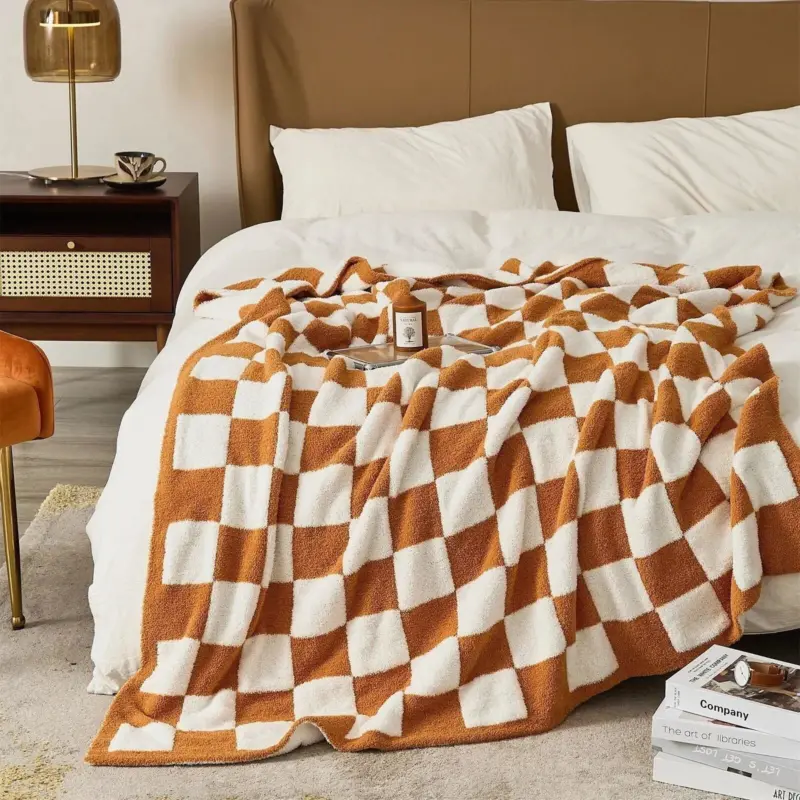 Luxurious Colourful Chequerboard Plaid Blanket tag1