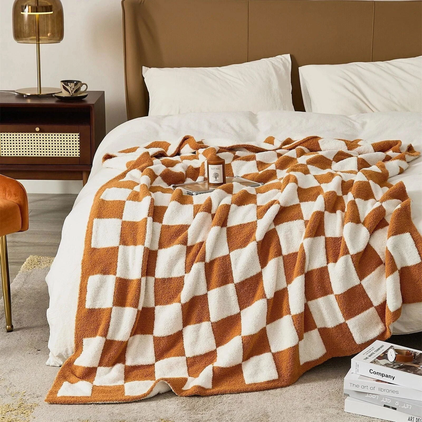 Luxurious Colourful Chequerboard Plaid Blanket -  - #tag1#