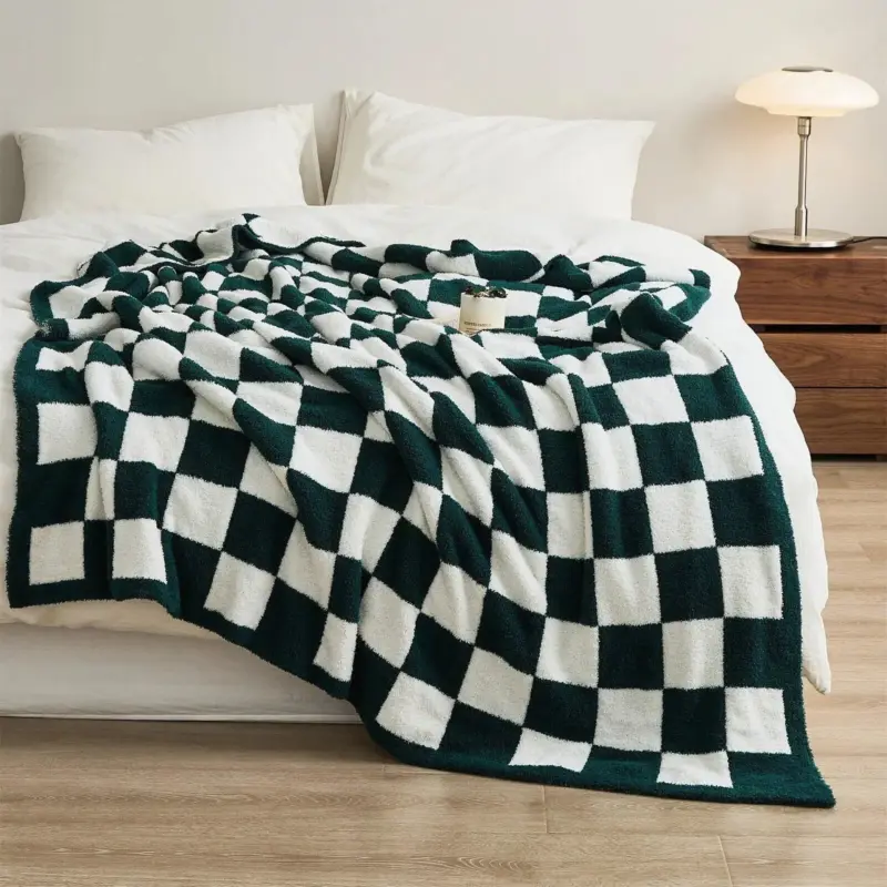 Luxurious Colourful Chequerboard Plaid Blanket tag1
