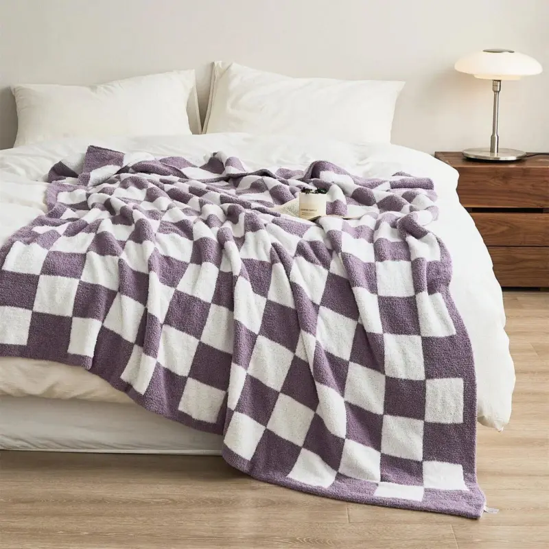 Luxurious Colourful Chequerboard Plaid Blanket tag1