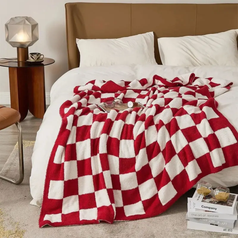 Luxurious Colourful Chequerboard Plaid Blanket tag1
