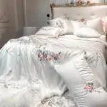 Luxury 4 7Pcs Embroidery White Duvet Cover Set 600TC Tencel Silk Duvet Cover Set Bed Sheet b75754cd 4c33 4cbe 9db1 5dff9b1c69b2