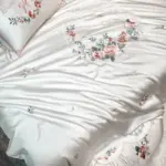 Luxury 4 7Pcs Embroidery White Duvet Cover Set 600TC Tencel Silk Duvet Cover Set Bed Sheet e606cdd1 ae16 4f3f 9411 43da0a8ff721