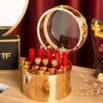 Luxury Lipstick Storage Box Desktop Cosmetic Jewelry Organizer Nail Polish Storage Boxes Perfume Bag Glass Round