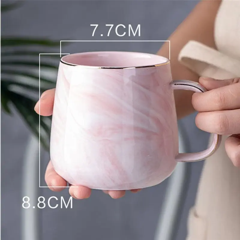 Luxury Marble Pattern Ceramic Mug Gold Plated With Handle Mugs Morning Milk Coffee Tea Cup Pink 7a029a44 4e7a 4adc 85c9 baced6a2c9d8