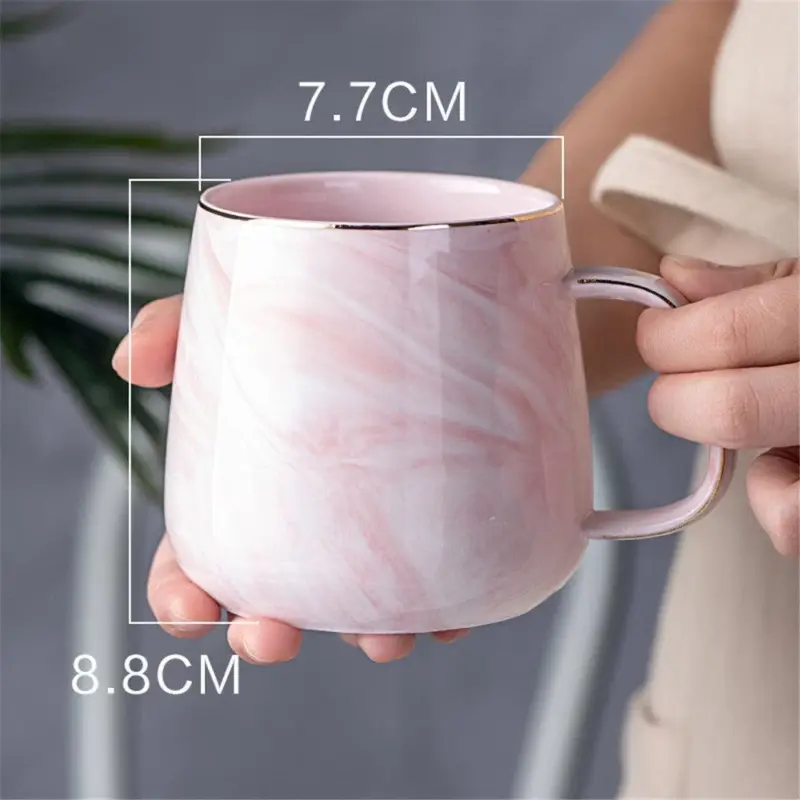 Luxury Marble Pattern Ceramic Mug Gold Plated With Handle Mugs Morning Milk Coffee Tea Cup Pink e0693fa6 1755 4ec4 b5fd 7c6f23ff1da2