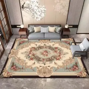 Luxury Baroque European Carpet Hotel Grade Soft Rug for Kids Bedroom Lounge