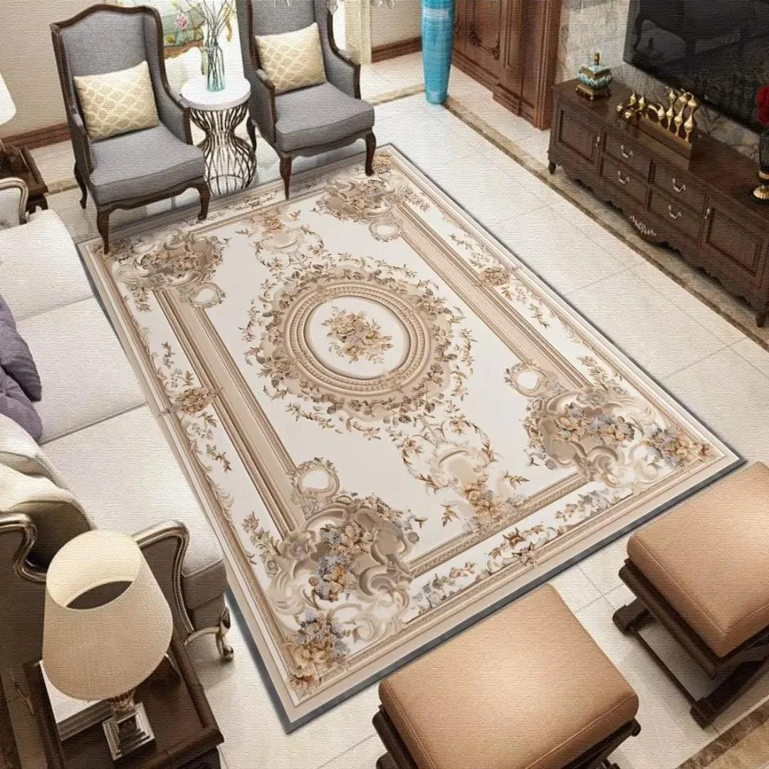 Luxury Baroque European Carpet Hotel Grade Soft Rug for Kids Bedroom Lounge -