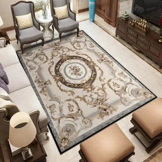 Luxury Baroque European Carpet Hotel Grade Soft Rug for Kids Bedroom Lounge -